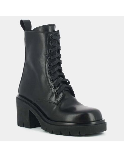 Boots en Cuir Robby noires - Talon 6.5 cm
